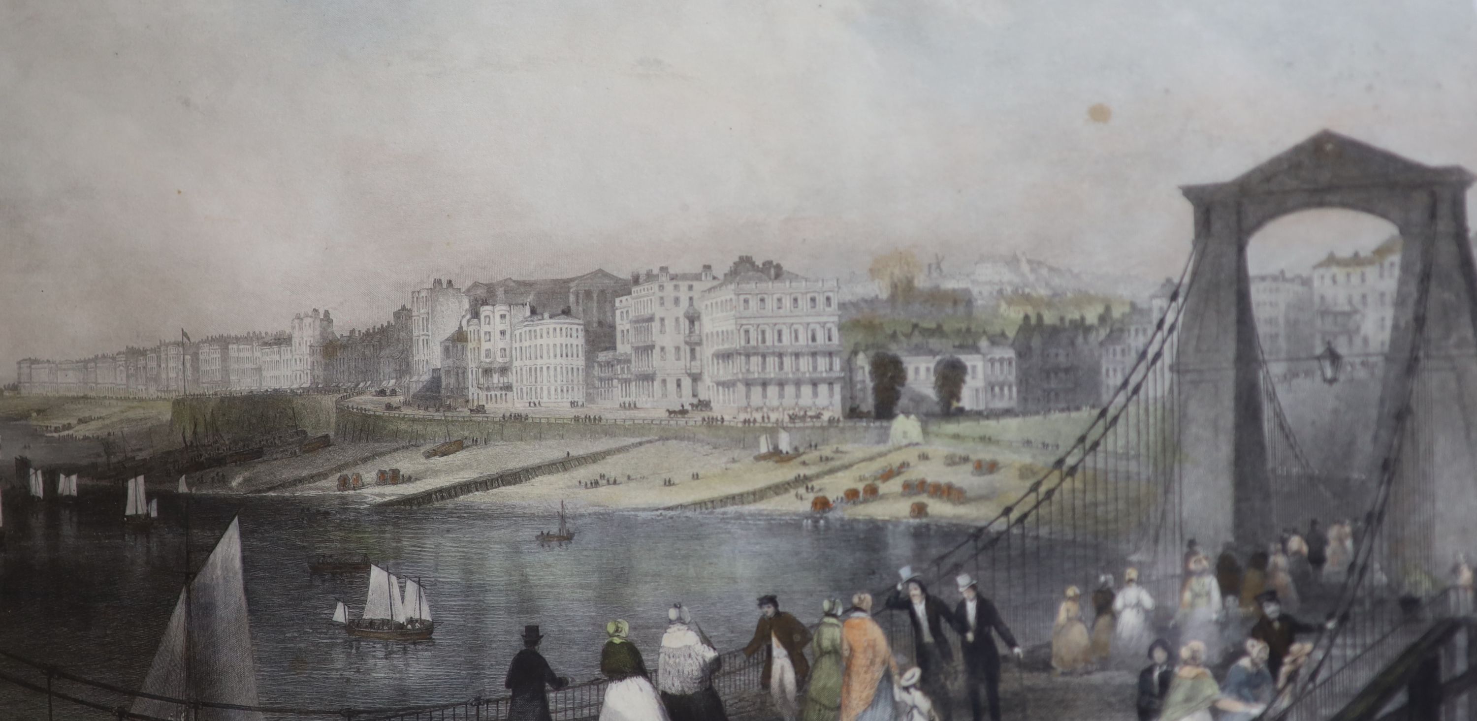 A collection of ten assorted 19th century prints of Brighton including Robins after Prior coloured engraving 'Brighton', 20 x 42cm